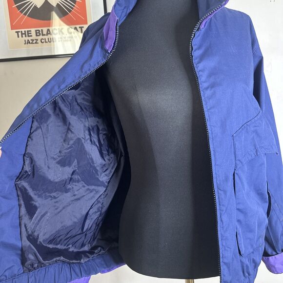 Pacific Trail Vintage 80s Windbreaker M Color Block Navy Purple READ - Picture 9 of 12